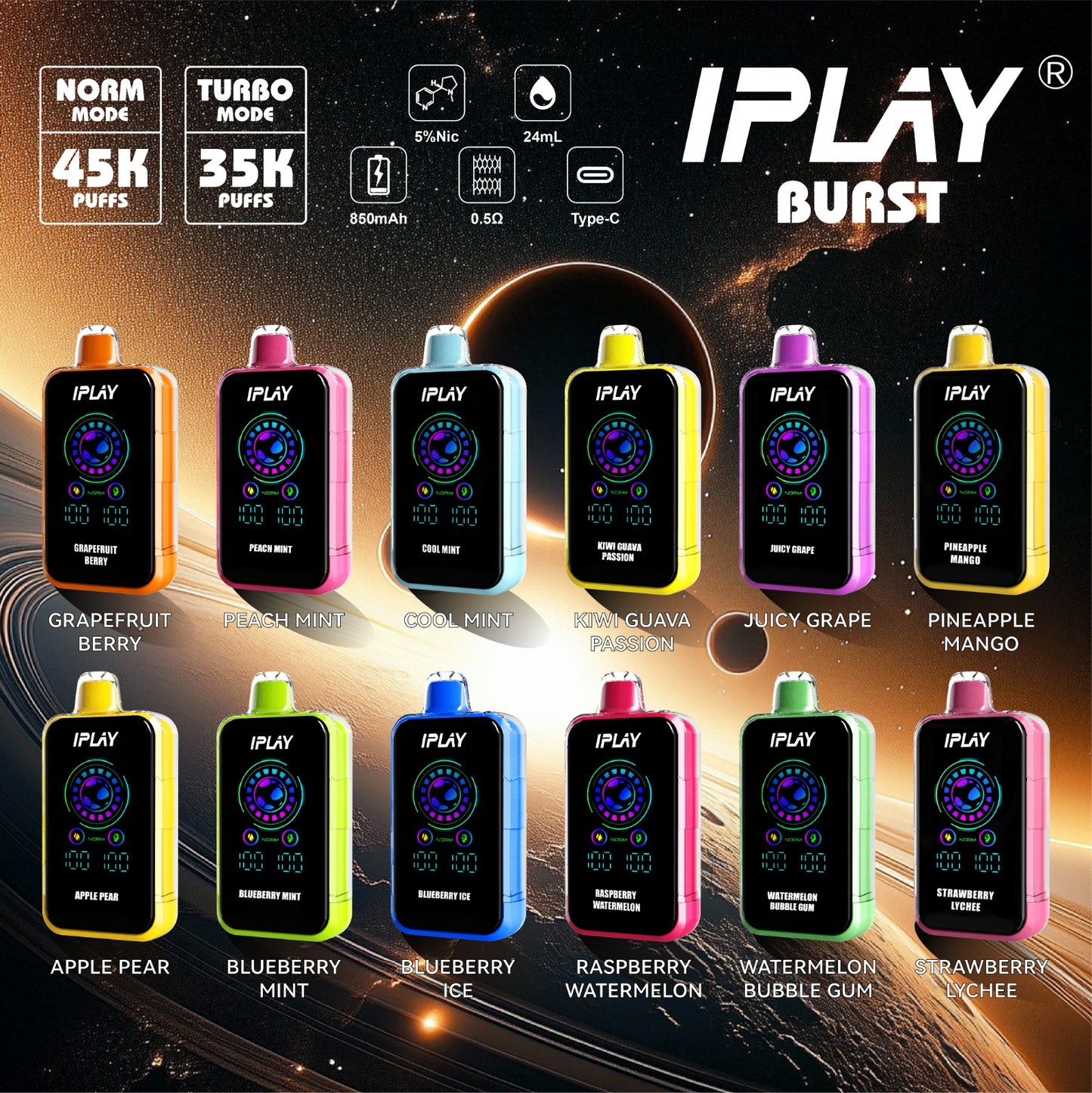 IPLAY BURST 45000 HITS RECARGABLE